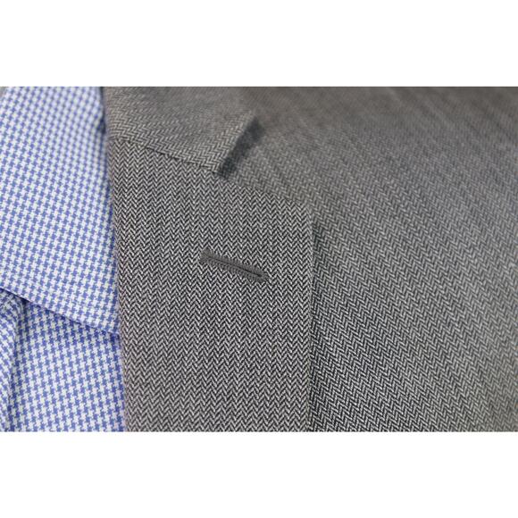 Joseph Abboud Gray Herringbone Woven Silk Wool 2-Btn Sportcoat Blazer 44R - Picture 5 of 9